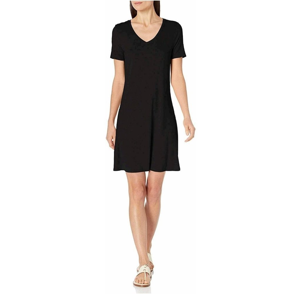 Amazon Essentials Black T-Shirt Dress Short Sleeve Size S LBD - Picture 1 of 6